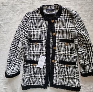 Zara Black and White Tweed Jacket